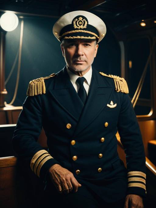 Man in Ship Captain Uniform Portrait
