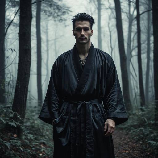 Gothic Male Fashion in Foggy Forest