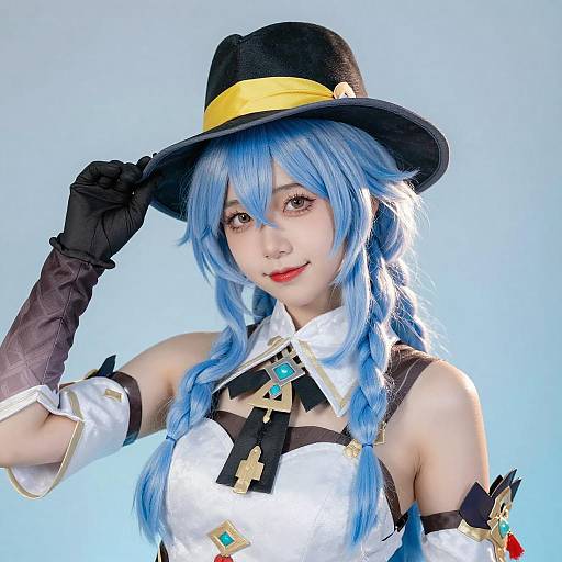 Young Woman with Blue Twin Braids