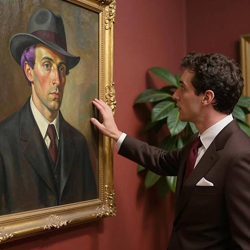 Surprised Man by a Framed Painting