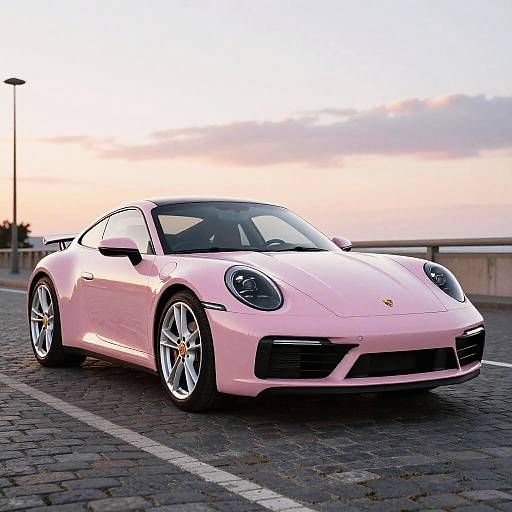 Baby Pink Porsche 911 at Sunset