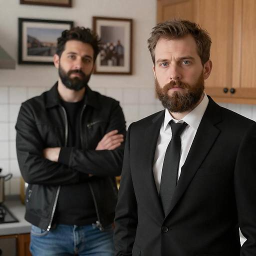 Two Bearded Men in Kitchen Portrait