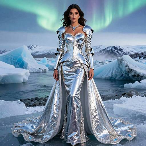 Platinum Mirrored Armor Gown Portrait