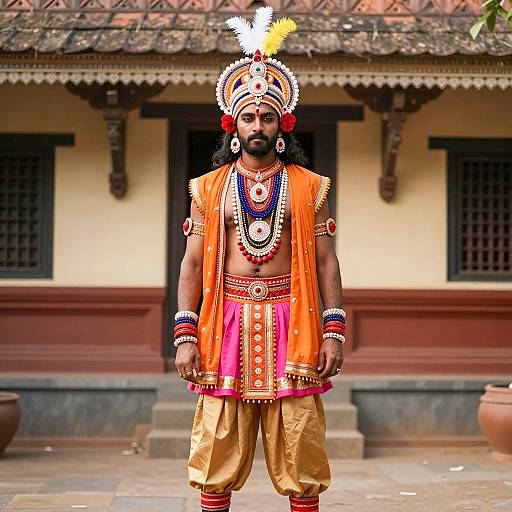 Vibrant Indian Warrior in Traditional Attire