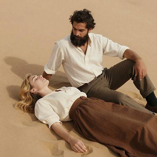 Sunlit Desert Portrait of Two Friends