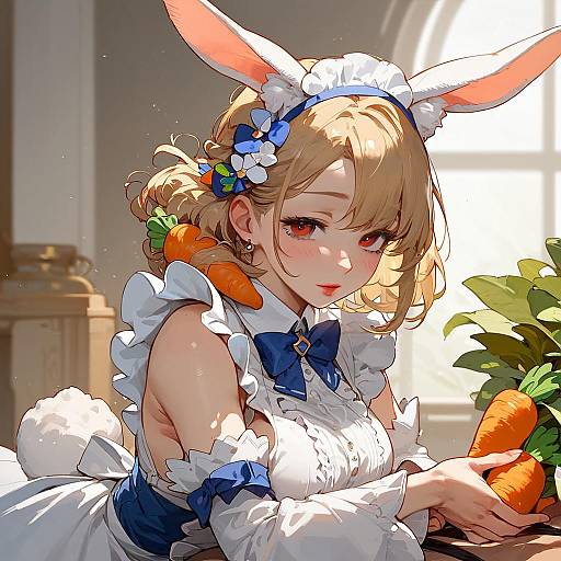 Mature Anime Girl with Bunny Ears