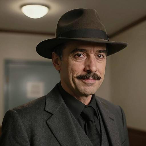 Man in Fedora and Suit with Mustache