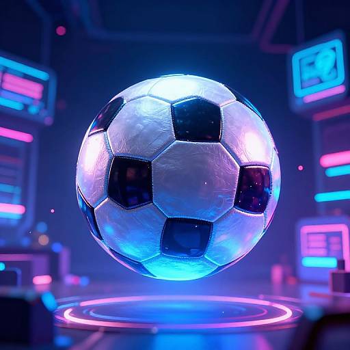 Futuristic Cyberpunk Floating Soccer Ball