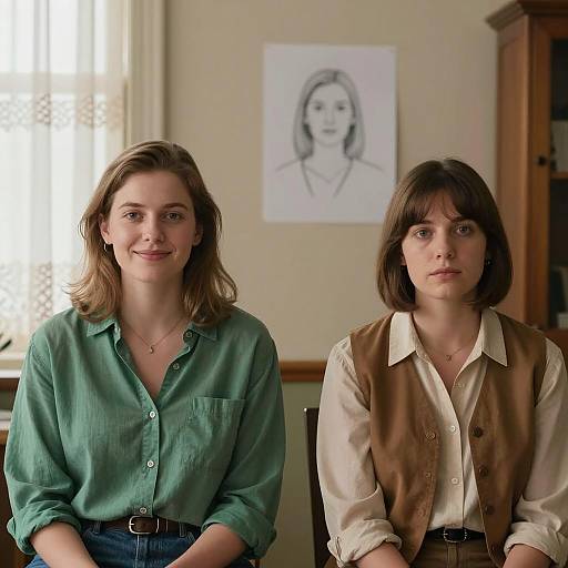 Two Women Indoors with Warm Ambience