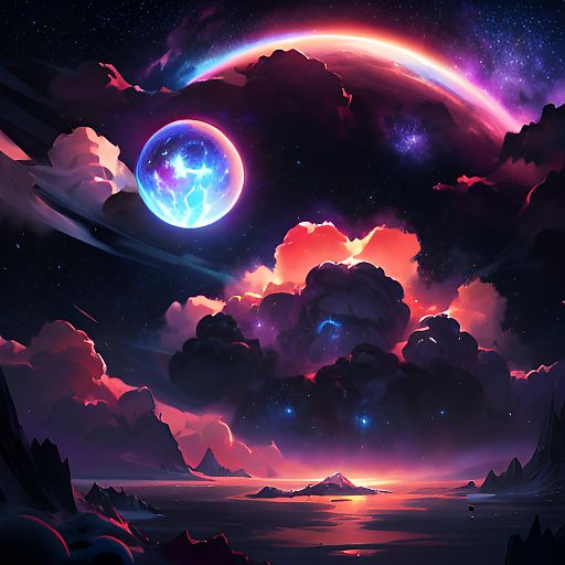 Majestic Water Planet Orbiting a Star