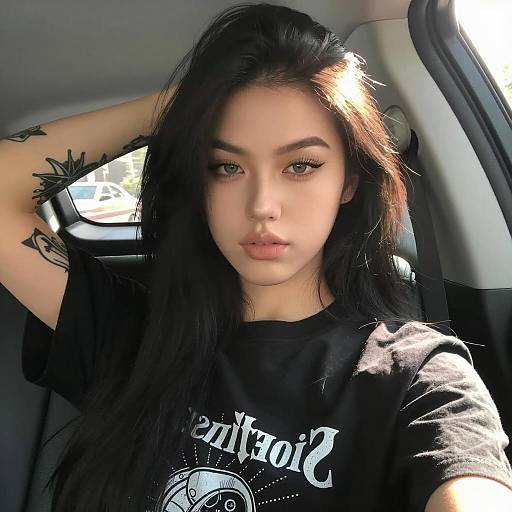 Portrait of a Young Woman in a Car