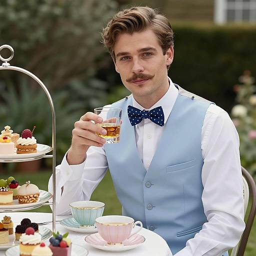 Elegant Outdoor Tea Party with Gentleman