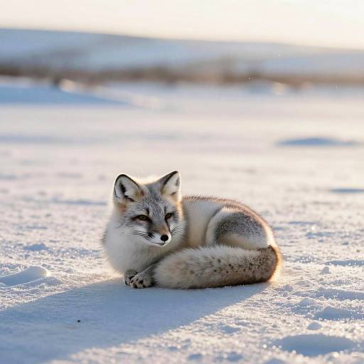 Arctic Fox Curled on Icy Outcrop