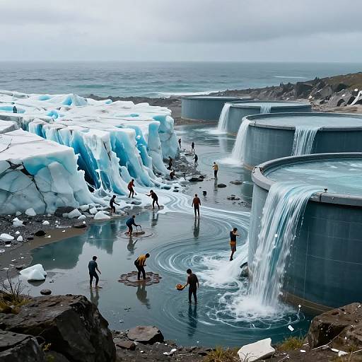 Surreal Data Landscape with Melting Glaciers