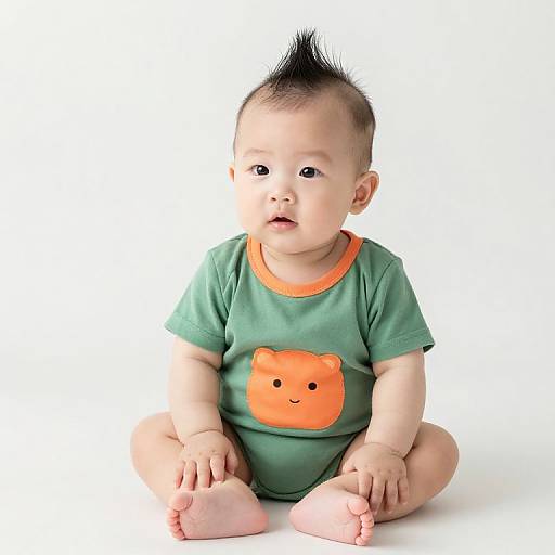 Baby with Mohawk in Colorful Outfit