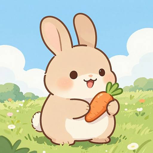 Adorable Chubby Bunny in Meadow