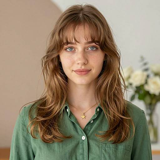 Portrait of Young Woman with Green Shirt