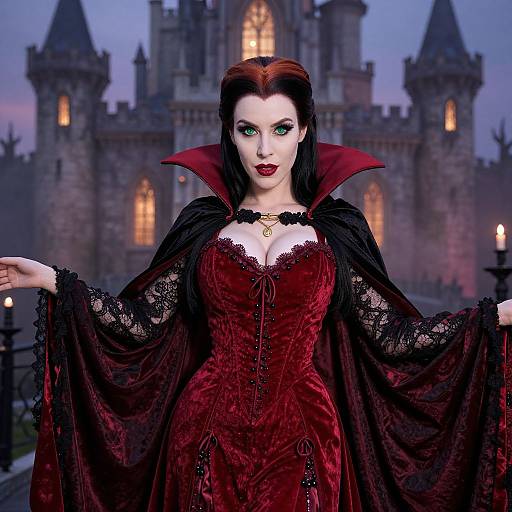Realistic Lady Dracula in Victorian Gown