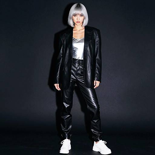 Asymmetrical Silver Bob Douyin Portrait