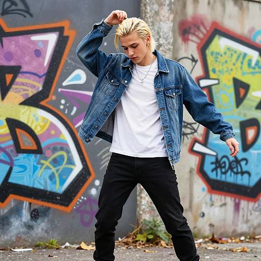 Urban Fashion with Blonde Slick Back Hair