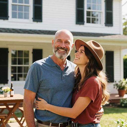 Sunny Porch Portrait of Loving Couple