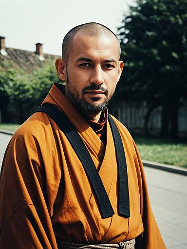Man Wearing Monk Outfit Outdoors