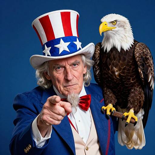 Patriotic Uncle Sam with Bald Eagle