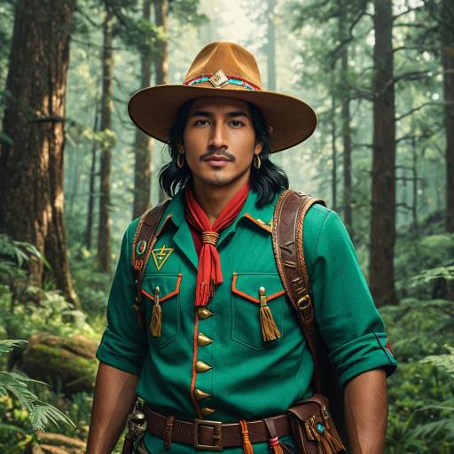 Native American Male Scout in Forest