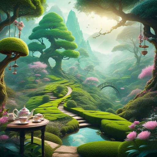Whimsical Tea Garden in Dreamy Forest