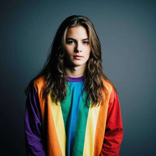 Young person in rainbow costume