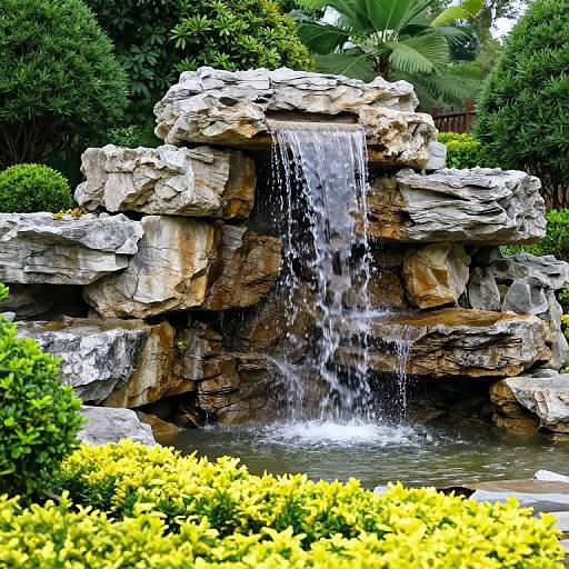 Serene Natural Stone Waterfall Garden