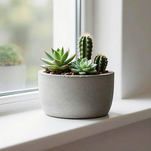 Modern Concrete Flowerpot with Succulents