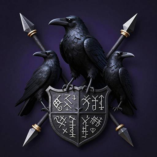 Dramatic Raven Family Crest Design