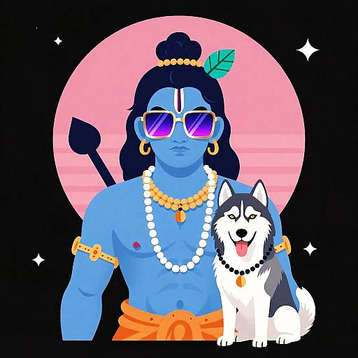 Aggressive Retro Krsna T-Shirt Design