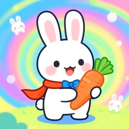 Cheerful Bunny in Psychedelic Swirl