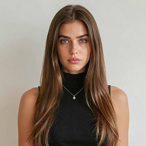 Elegant Brown-Haired Beauty Portrait