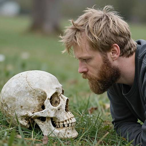 Intense Gaze at a Weathered Skull