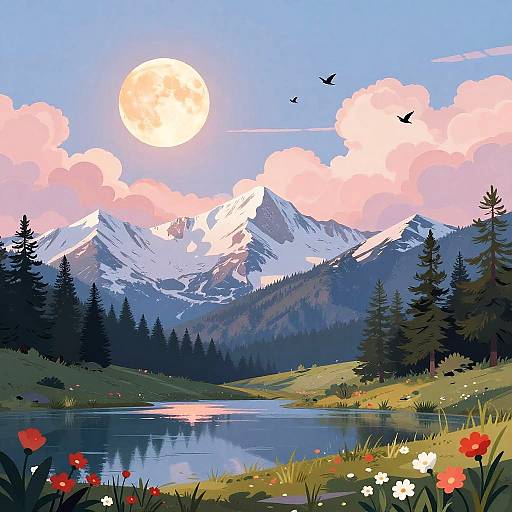 Serene Sunset Mountain Landscape
