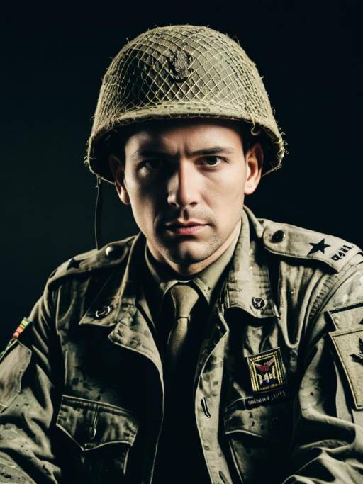 Man in Army Soldier Costume Studio Portrait