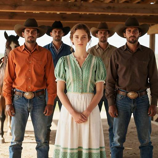 Western Scene with Four Individuals