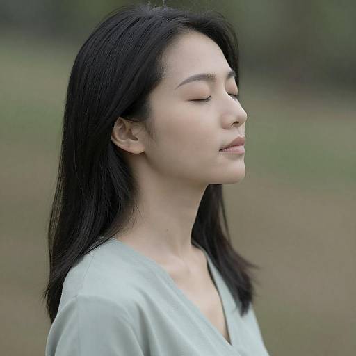Serene Asian Woman in Side Profile