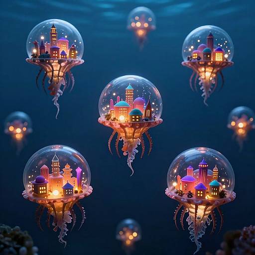 Bioluminescent Crustacean Cities Underwater