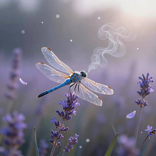 Ethereal Dragonfly in Misty Lavender Dawn