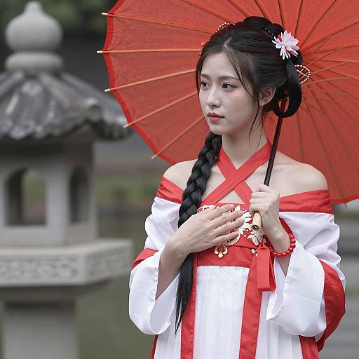 Elegant Asian Woman in Traditional Dress