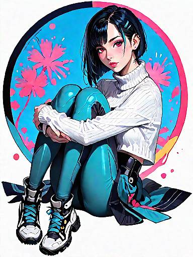 Stylish Young Woman in Futuristic Outfit