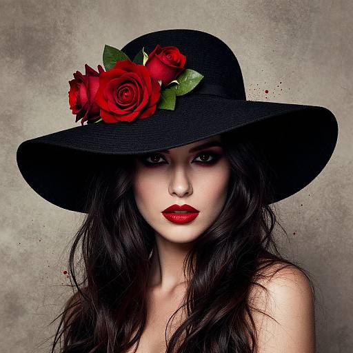 Mysterious Woman with Red Roses
