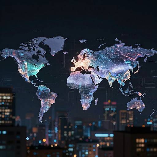 Futuristic AI World Map