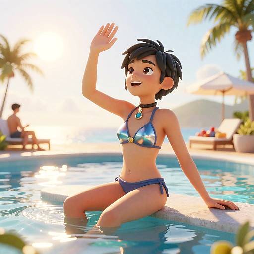 Tracer Caribbean Poolside Golden-Hour Render