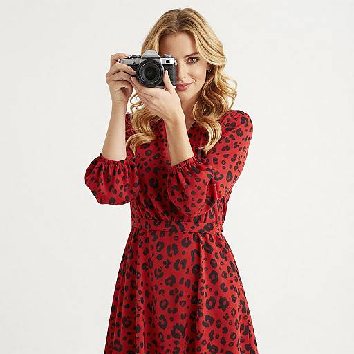 Blonde Woman in Leopard Print Dress