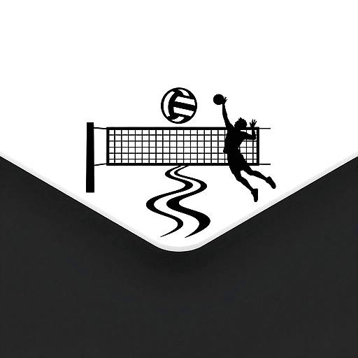 Black and White Volleyball App Logo